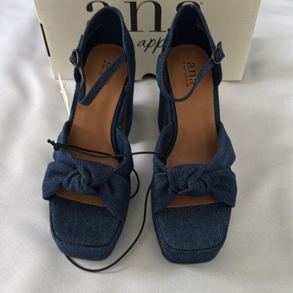 Denim Wedge Sandals Womens 7.5 ANA Holland - Picture 2 of 4